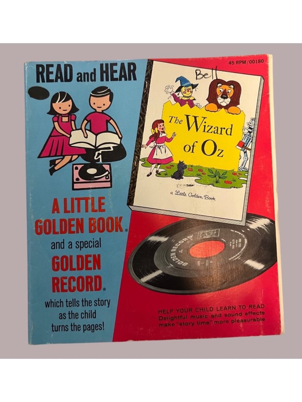 The Wizard Of Oz Little Golden Record & Book Set 45 RPM Vintage Read-Along Story